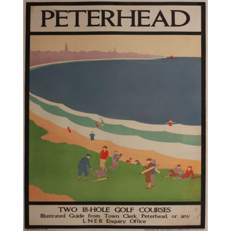 Peterhead  two 18 hole golf coursed LNER Rail Travel - Metal Travel Wall Sign