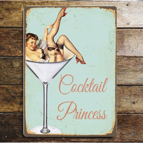 Pin up Cocktail Princess  - Metal Humour Wall Sign