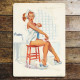 Pin Up Girl Bath Overflowing Bathroom - Metal Personalised Art Wall Sign