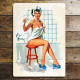 Pin Up Girl Bath Overflowing Bathroom - Metal Pin Up Art Wall Sign