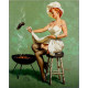 Pin Up Girl BBQ Sausage - Metal Personalised Art Wall Sign