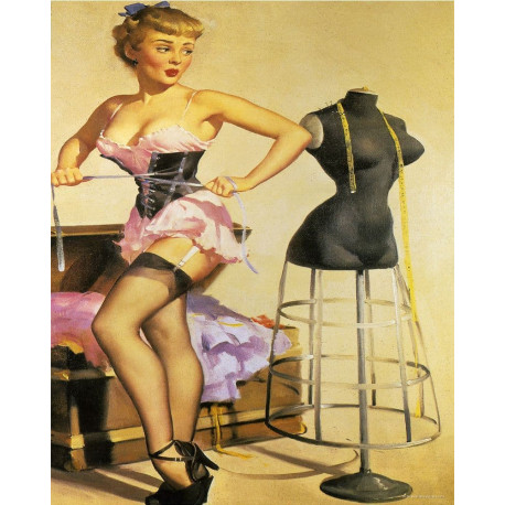 Pin Up Girl Getting Dressed Dressing Room  - Metal Personalised Art Wall Sign