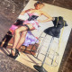 Pin Up Girl Getting Dressed Dressing Room  - Metal Personalised Art Wall Sign