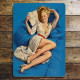 Pin Up Girl In Bath - Metal Personalised Art Wall Sign