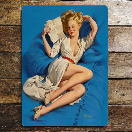 Pin Up Girl In Bath - Metal Personalised Art Wall Sign