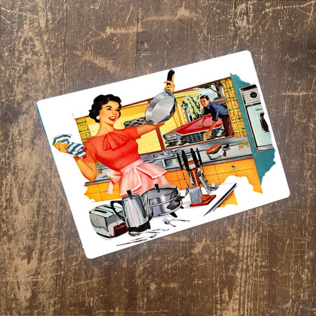 Pin Up Girl Kitchen Cleaning - Metal Personalised Art Wall Sign