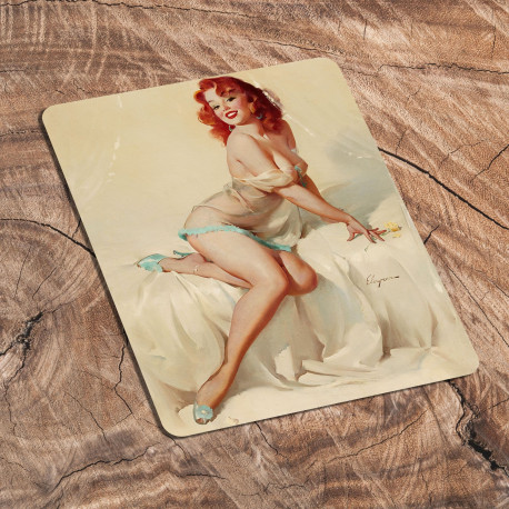 Pin Up Girl On Bed - Metal Personalised Art Wall Sign