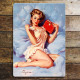 Pin Up Girl On Bed with diary - Metal Personalised Art Wall Sign