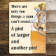 Pin Up Two things Men Cant Resisit Pint Lager Another Pint - Metal Travel Wall Sign