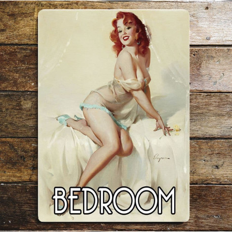 Pinup Bedroom Door Sign Personalised With Any Name / Text - Pin Up Girl In Bath- Metal Sign