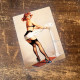 Pinup Girl  Exercise - Metal Humour Wall Sign