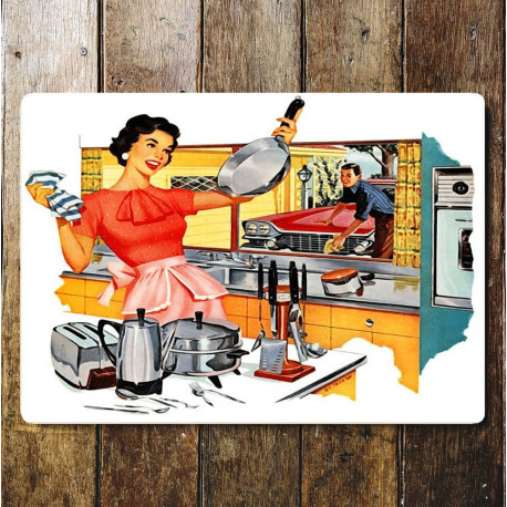 Pinup Girl  Kitchen - Metal Humour Wall Sign