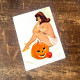 Pinup Girl Autumn Pumpkin - Metal Humour Wall Sign