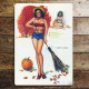 Pinup Girl Autumn Sweeping Broom Pumpkin - Metal Humour Wall Sign