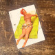 Pinup Girl Sunbathing Bee - Metal Pin Up Girl Wall Sign