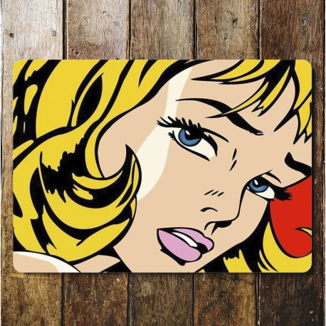 Pop Art Comic Style Face - Metal Pop Art Wall Sign