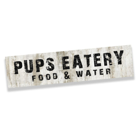 Pups Eatery Food and Water Dog Metal Sign Plaque