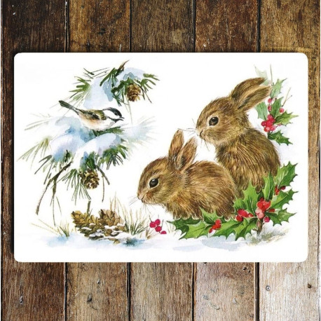 Rabbits In The Snow - Metal Movie Wall Sign