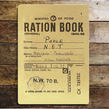 Ration Book Ministry Of Food World War - Metal Propaganda Wall Sign