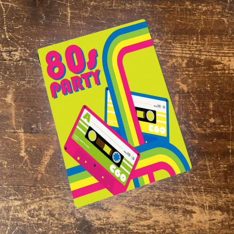 Retro 80's Party Cassette Tape Music - Metal Pop Art Wall Sign