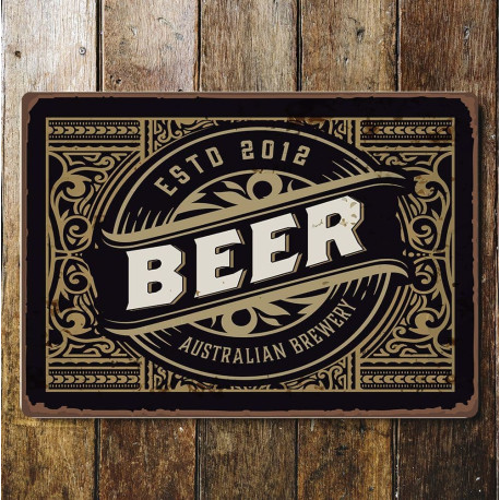 Retro Beer - Metal Wall Sign Plaque