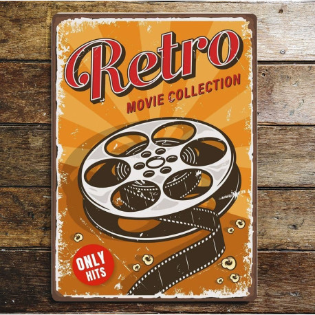 Retro Cinema Movie Night Collection Metal Sign Plaque