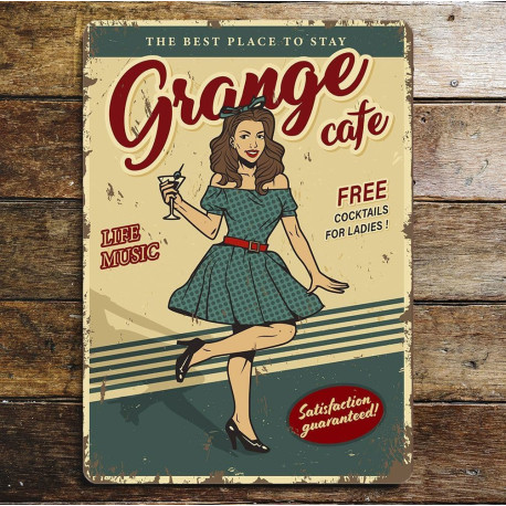 Retro Grange Cafe  - Metal Wall Sign Plaque