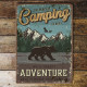 Retro Summer Camping Time Adventure  Bear - Metal Wall Sign Plaque