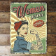 Retro woman power  - Metal Wall Sign Plaque