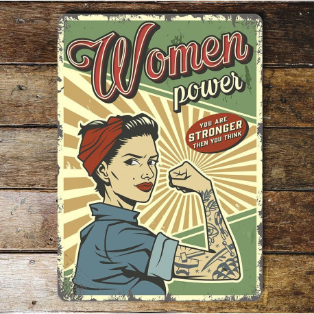 Retro woman power  - Metal Wall Sign Plaque