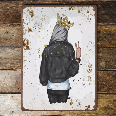 Rock Princess Crown - Metal Wall Sign Plaque