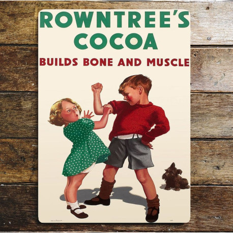 Rowntrees Cocoa Builds Bone And Muscle - Metal Advertising Wall Sign