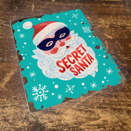 Secret Santa Christmas - Metal Vintage Wall Sign