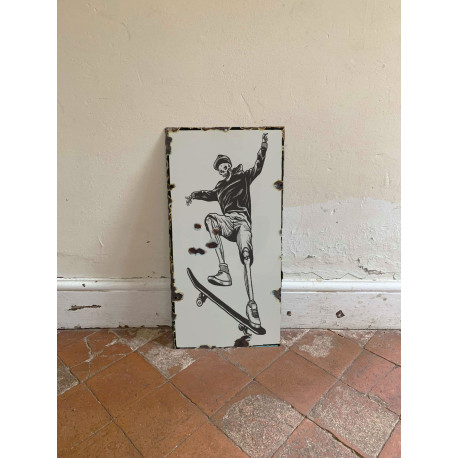 Skateboard Skeleton -  Metal Wall Sign