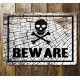 Skull Beware - Metal Sign Plaque