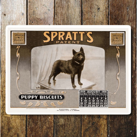 Spratt's Dog Food Patent Puppy Biscuits schipperke - Metal Advertising Wall Sign