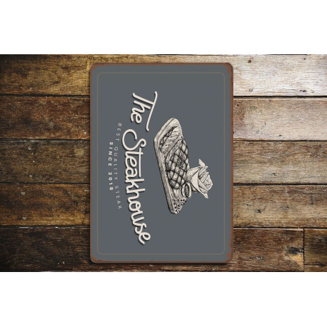 Steak House - Kitchen Pub Home Bar - Metal Sign Plaque