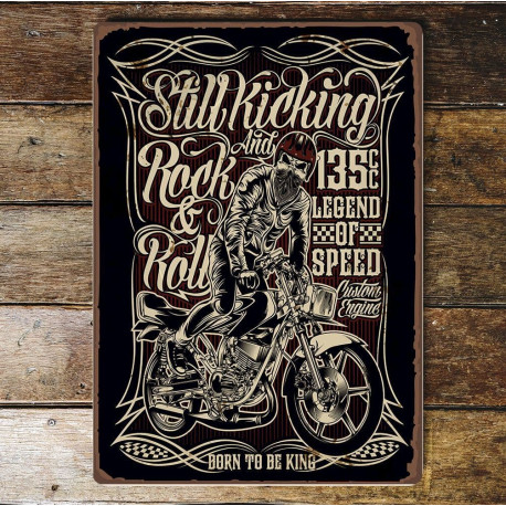 Still Kicking Rock & Roll Motorbike  - Metal Wall Sign Plaque