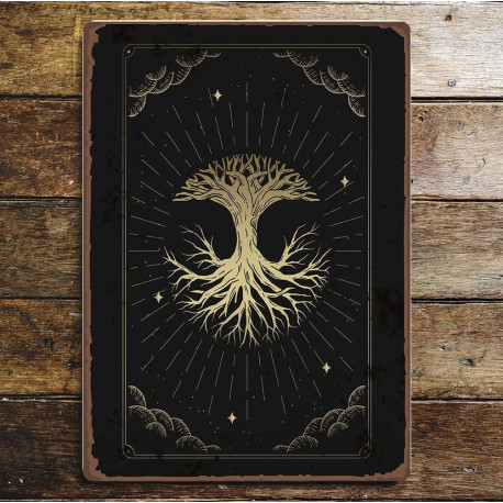 sun tarot reading card Tree of Life Metal Wall Sign Plaque