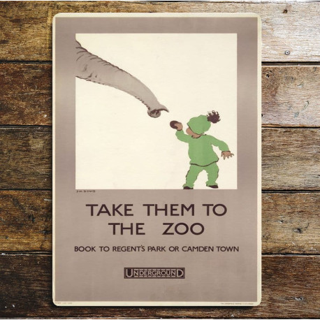 Take Them To the Zoo Underground - Metal Travel Wall Sign