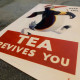 Tea Revives You Keep Your Tail Up Penguin - Metal Propaganda Wall Sign