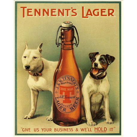 Tennents Lager Give Us Your Buisness & We'll HOLD it - Metal Advertising Wall Sign