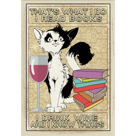 That's What I Do I read books drink wine  And I Know Things Metal Sign