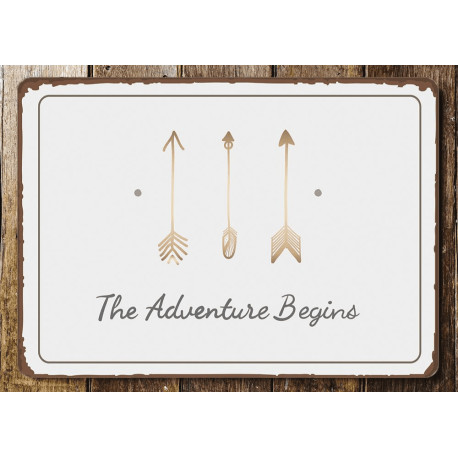 The Adventure Begins - Travel - Metal Sign Plaque