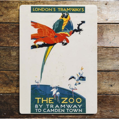 The Zoo By Tramway To Camden Town - Metal Travel Wall Sign