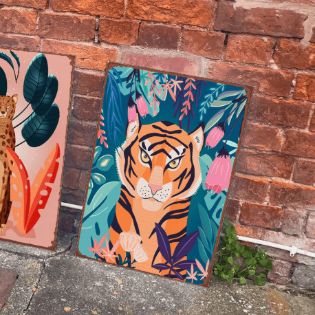 Tiger In The Jungle - Metal Advertising Wall Sign