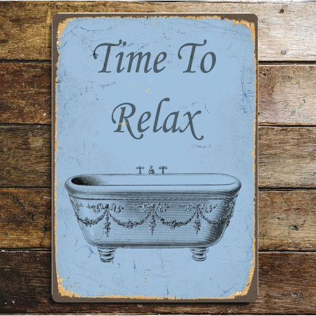 Time To Relax - Bathroom - Metal Humour Wall Sign