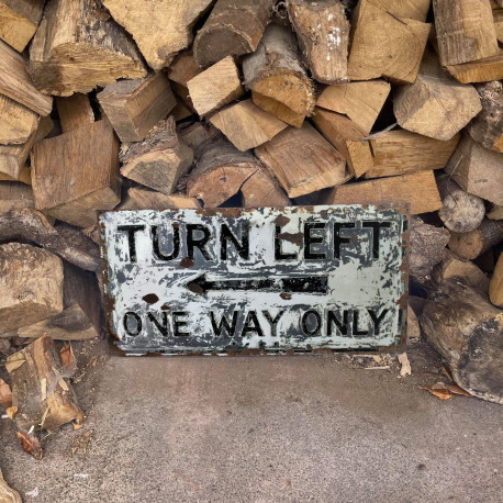 Turn Left One Way Only -  Metal Wall Sign