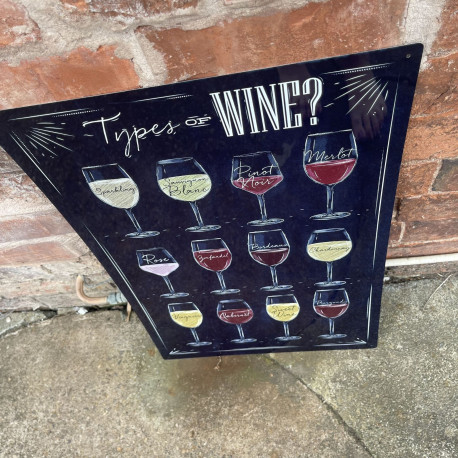 Types Of Wine  - Wine Glass - Metal Sign Plaque