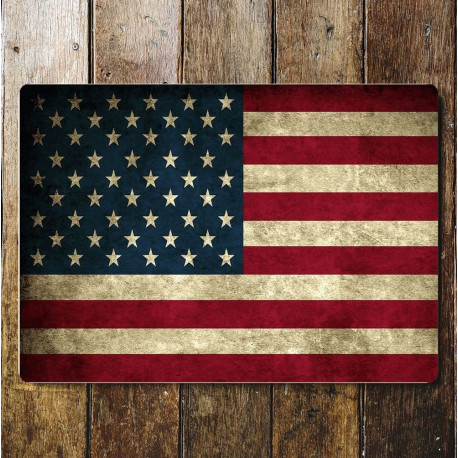 USA America Flag Vintage - Metal Travel Wall Sign